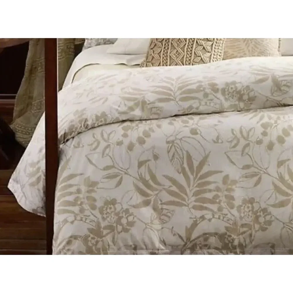 Ralph Lauren Cecily Palmetto KING Duvet Cover Tan Neutral *PACKAGE WONT CLOSE*